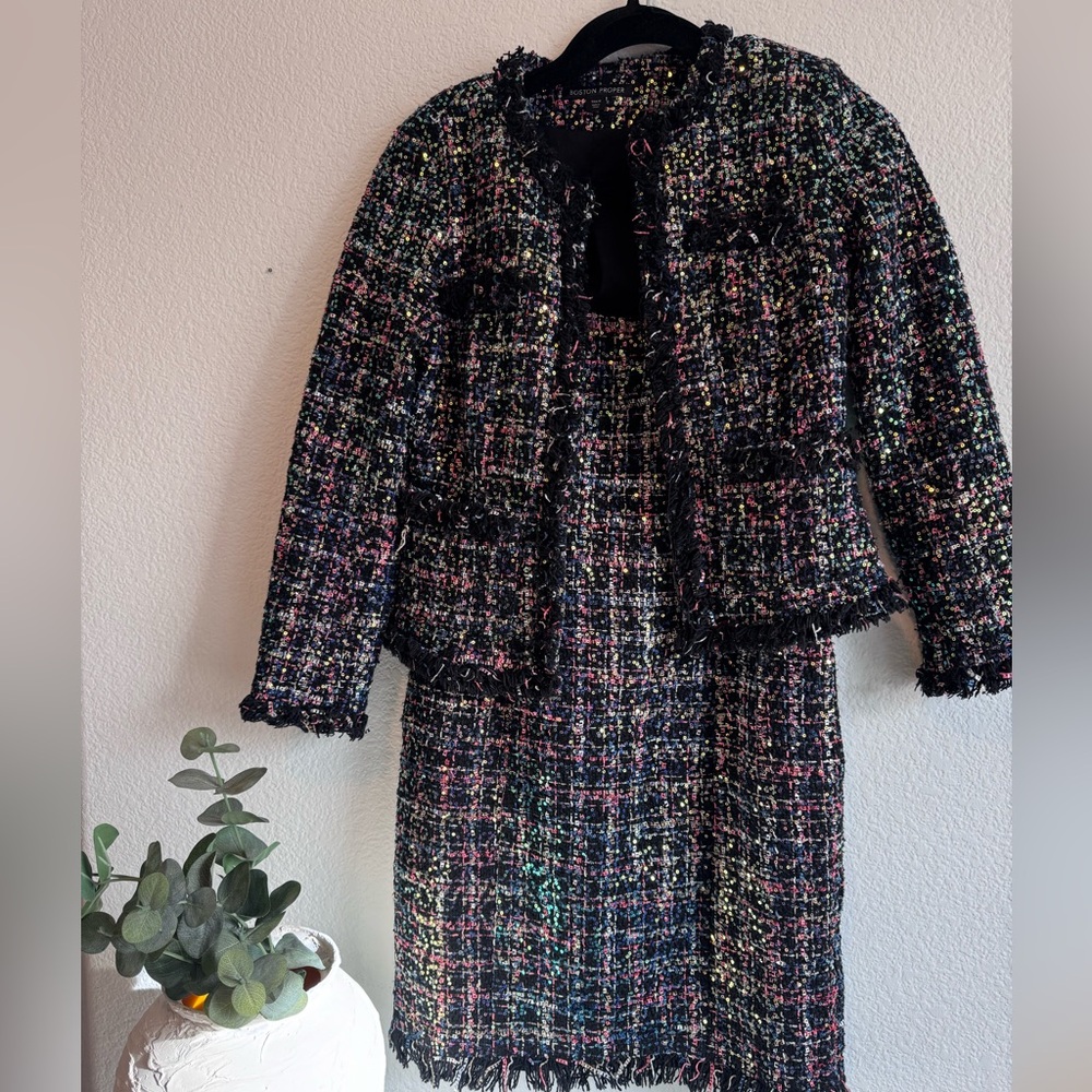 Boston Proper Multicolor Tweed Dress Set